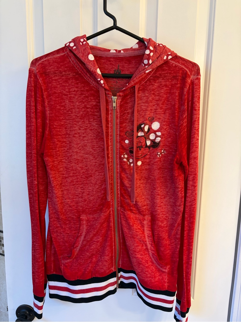 Disney Minnie Mouse Women’s Red Zip-Up Hoodie size small